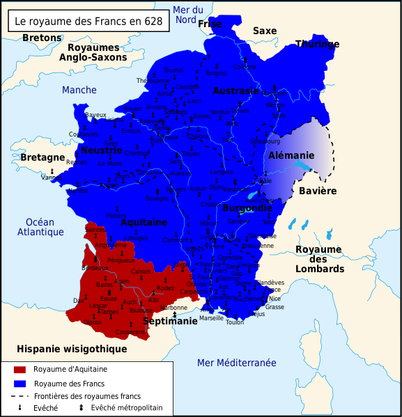 Le royaume franc en
                        628